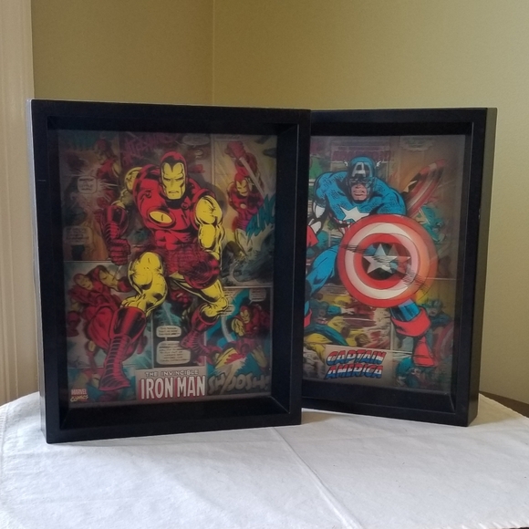 Marvel Other - Marvel - "Iron Man" and "Captain America" Framed Wall Art